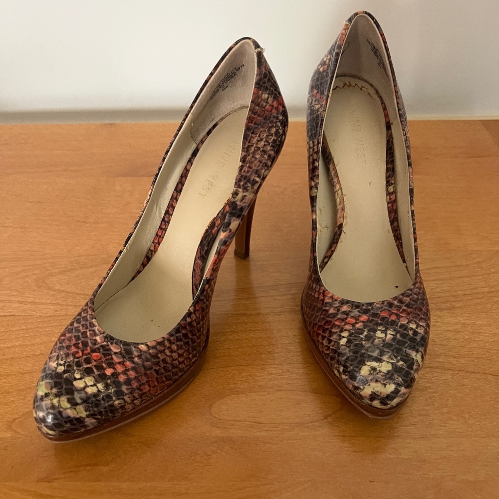 Nine West Rocha High-Heeled Pump, Women's Size 5, Snakeskin Pattern, Stiletto